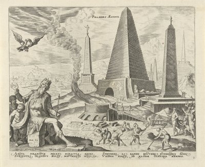 Egyptens pyramider Pyramids Aegypti (titel på objekt) Världens åtta underverk (serietitel) av Philips Galle