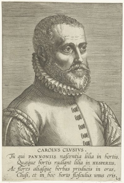 Porträtt av Carolus Clusius av Philips Galle