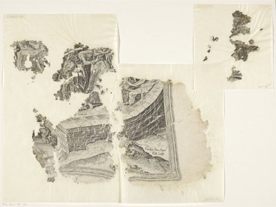 Nedre högra hörnet av ett tryck av scenen av Cebes Tabula Cebetis Carta Vitae (originaltitel) av Philips Galle