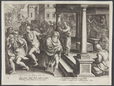 St Paul och exorcisterna i Efese av Philips Galle