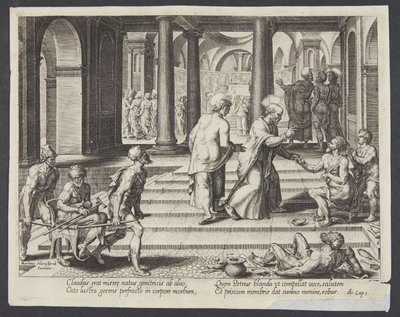 St Peter botar de lama vid den vackra porten av Philips Galle