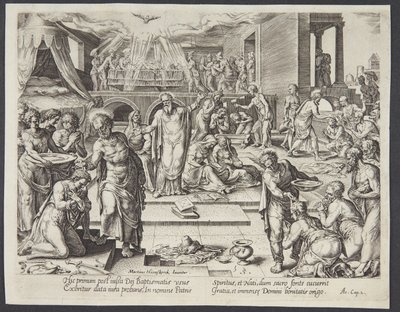 Apostlarna döper i Jerusalem av Philips Galle