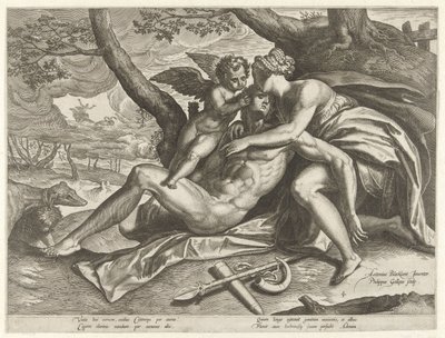 Venus sörjer Adonis död The Story of Adonis (serietitel) av Philips Galle