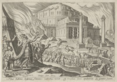 Förstörelsen av Jerusalem av kejsar Titus The Days of Doom of the Jewish People (serietitel) av Philips Galle
