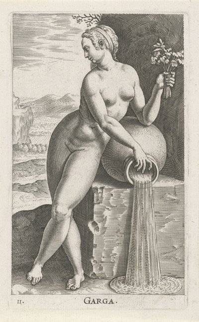 Waternimf Hjälp Garga (titel på objekt) Stroom - en vattennymf (serietitel) Nympharum oceanitidum, Ephydridum potamidum naiadum (serietitel) av Philips Galle