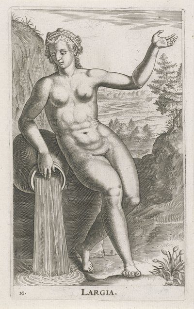 Vattennymf Largia Largia (titel på objekt) Stroom en waternimfen (serietitel) Oceanitidnymfer, epihidrid potamidus naiad (serietitel) av Philips Galle