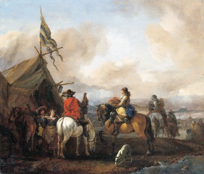 Ett militärläger med kavaljerer av Philips Wouwerman