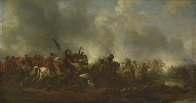 Kavalleri anfaller infanteri, 1656-1668 av Philips Wouwerman