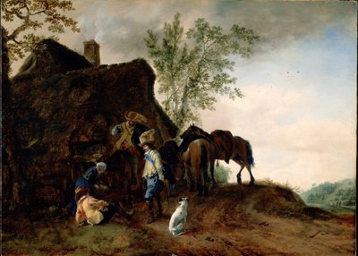 Riddarnas uppehåll vid ett värdshus av Philips Wouwerman