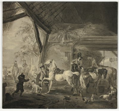Insidan av en stabil av Philips Wouwerman