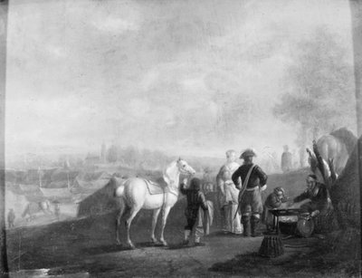 Dam och herre i samtal av Philips Wouwerman