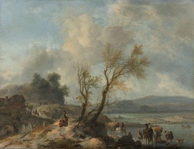 Landskap med Sandy Path bredvid en flod av Philips Wouwerman