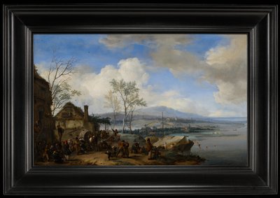 Glada och högljudda bönder på ett värdshus av Philips Wouwerman