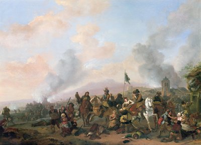 Plundring av en by av Philips Wouwerman
