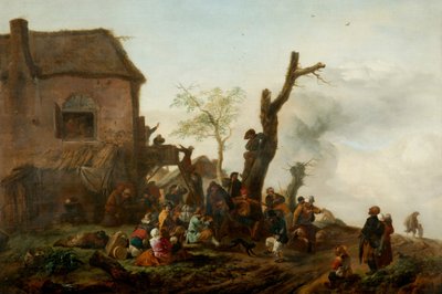 Glad sällskap före ett värdshus av Philips Wouwermans or Wouwerman