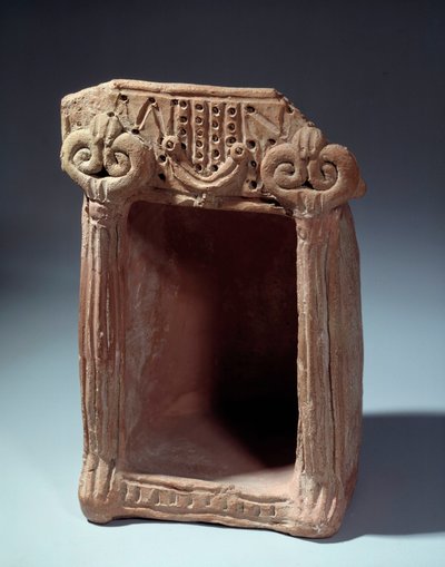 Orientaliskt antikt: inhemsk fristad i terrakotta för att vörda idoler. 9:e århundradet f.Kr. Från Tell el Far