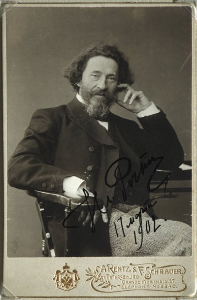 Porträtt av konstnären Ilya Repin 1844-1930 av Photo studio H. Rentz and F.