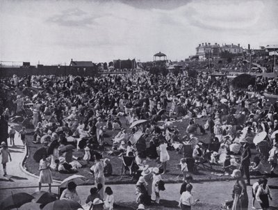St Kilda Beach, Melbournes populära badort, visar gräsmattorna (s/v foto) av Photographer Australian