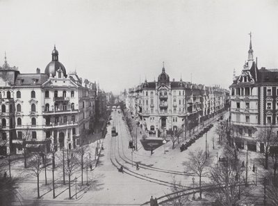 Charlottenburg, Kurfürstendamm, hörnet av Uhlandstrasse och Grolmanstrasse (s/v foto) av Photographer German