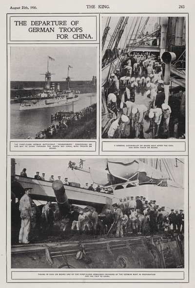 Tyska truppers avresa till Kina för att undertrycka boxerupproret, augusti 1900 (s/v foto) av Photographer German