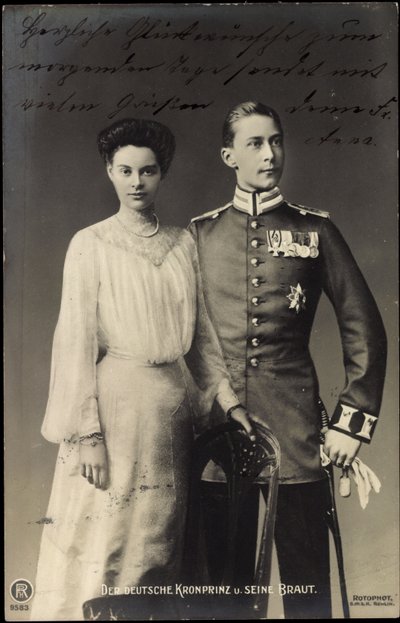 Tysk kronprins med brud, Friedrich Wilhelm, RPH av Photographer German