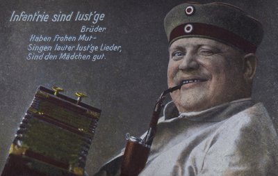 Tysk soldat röker sin pipa (färgad bild) av Photographer German