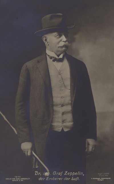 Graf Ferdinand von Zeppelin, tysk luftskeppsdesigner och konstruktör (s/v foto) av Photographer German