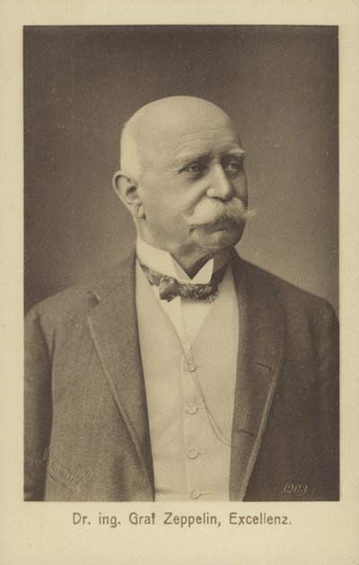 Graf Ferdinand von Zeppelin, tysk luftskeppsdesigner och konstruktör (s/v foto) av Photographer German