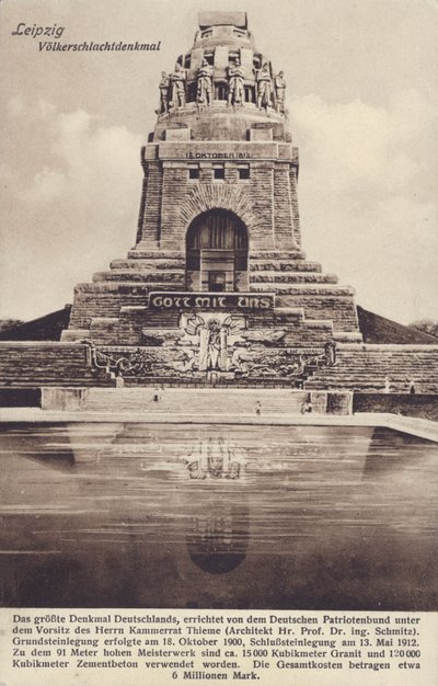 Monument till slaget om nationerna (1813), Leipzig, Tyskland (s/v foto) av Photographer German