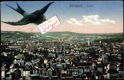 Stuttgart, vy över staden med svala av Photographer German