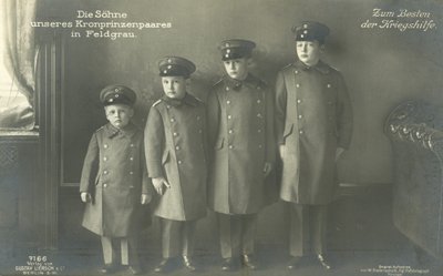 Kronprins Wilhelm av Tysklands söner i militäruniform (s/v foto) av Photographer German
