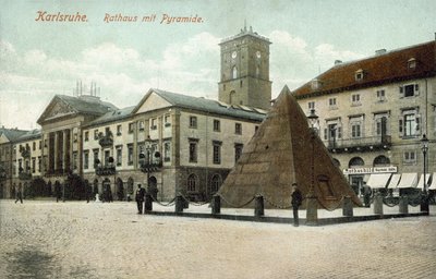 Rådhus och pyramid, Karlsruhe, Tyskland (färgfoto) av Photographer German