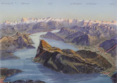 Burgenstock och Lucernesjön (färgfoto) av Photographer Swiss
