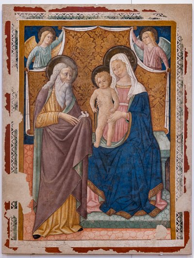 幼児イエスと聖シメオンのマドンナ、15世紀後半（フレスコ画）スウェーデン av Pier Antonio Mezzastris