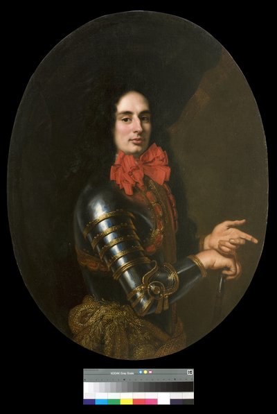 Porträtt av en gentleman med rustning och röd halsduk, 1650-70 av Pier Francesco Cittadini