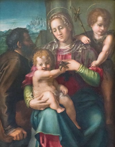 Helig familj med den unge Johannes Döparen av Pier Francesco Foschi