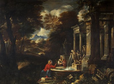 Kristus och Samariens kvinna (olja på duk) av Pier Francesco Mola