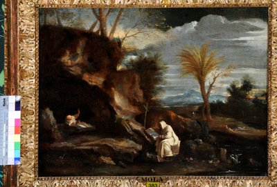 Landskap med två kartusiska munkar (olja på duk) av Pier Francesco Mola