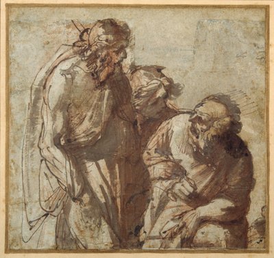 St Peter förnekar Kristus (penna & brunt bläck med brun tvätt) av Pier Francesco Mola