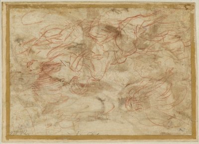 Ängeln som uppenbarar sig för Hagar i öknen, ca 1660 (rödkrita på papper) av Pier Francesco Mola
