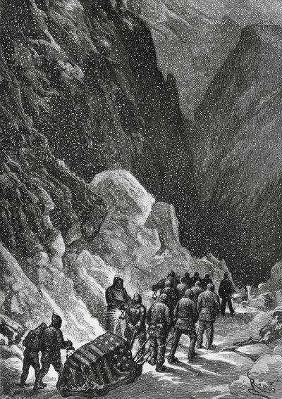 Begravning av kapten Charles Francis Hall (1821-1871), amerikansk upptäcktsresande, Grönland, november 1871, Polaris expedition av Blaise Nicolas Le Sueur