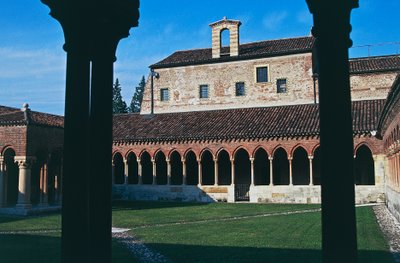 Klostret, Basilica of St Zeno (eller San Zeno Maggiore och San Zenone), Verona (UNESCOs världsarvslista, 2000), Veneto, Italien av Blaise Nicolas Le Sueur