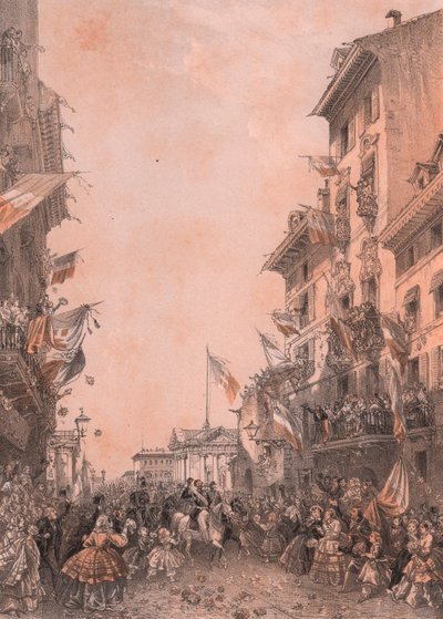 Kung Vittorio Emanuele II:s inträde i Brescia, Lombardiet av Blaise Nicolas Le Sueur