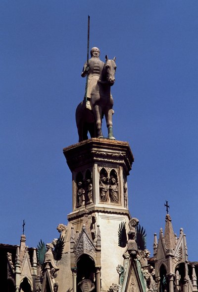Ryttarstatyn av Cansignorio della Scala, Cansignorio della Scalas grav, verk av Bonino da Campione (1325-1397), Scaliger-gravar, Verona, Veneto, Italien av Blaise Nicolas Le Sueur