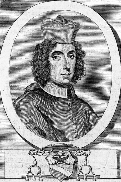 Porträtt av Giambattista Rubini (1642-1707), italiensk kardinal och biskop, gravyr av Blaise Nicolas Le Sueur