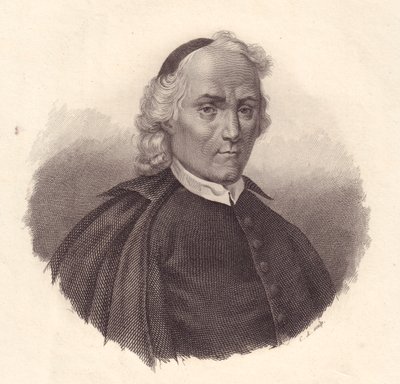 Porträtt av den italienske presbyterianen och historikern Ludovico Antonio Muratori (1672-1750), kopparstick av Blaise Nicolas Le Sueur