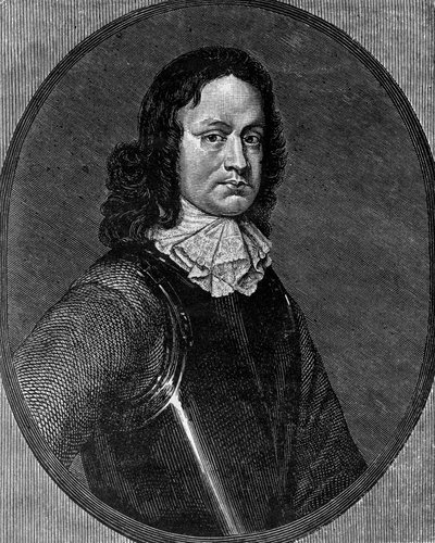 Porträtt av John Hampden (cirka 1595-1643), engelsk politiker, gravyr av Blaise Nicolas Le Sueur
