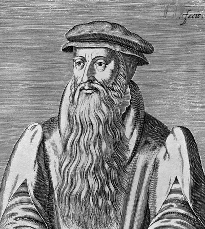 Porträtt av John Knox (cirka 1513-1572), skotsk minister, teolog, författare, reformationsledare och grundare av Presbyterian Church of Scotland, träsnitt av Blaise Nicolas Le Sueur