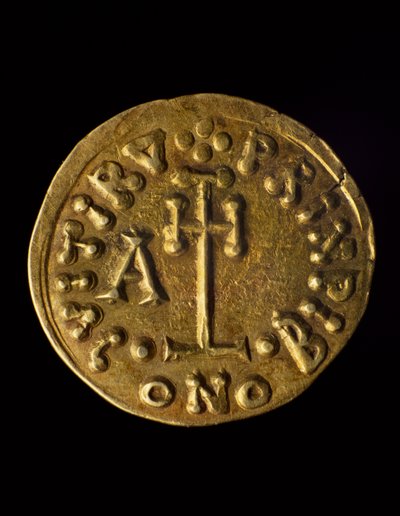 Solidus of Prince Arechi, tergo, lombardiska mynt, 800-talet av Blaise Nicolas Le Sueur