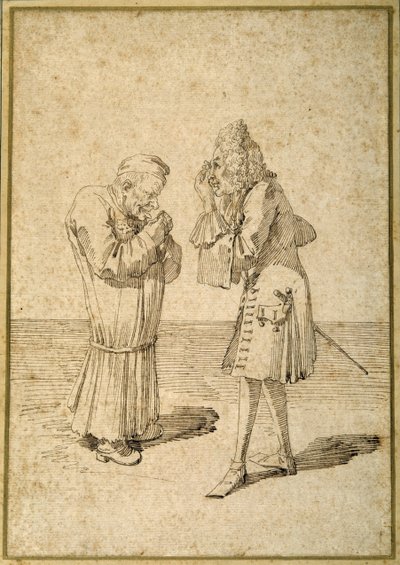 Baron Philip von Stosch visar en antik pärla till Sabbatini (penna och bläck på papper) av Pier Leone Ghezzi
